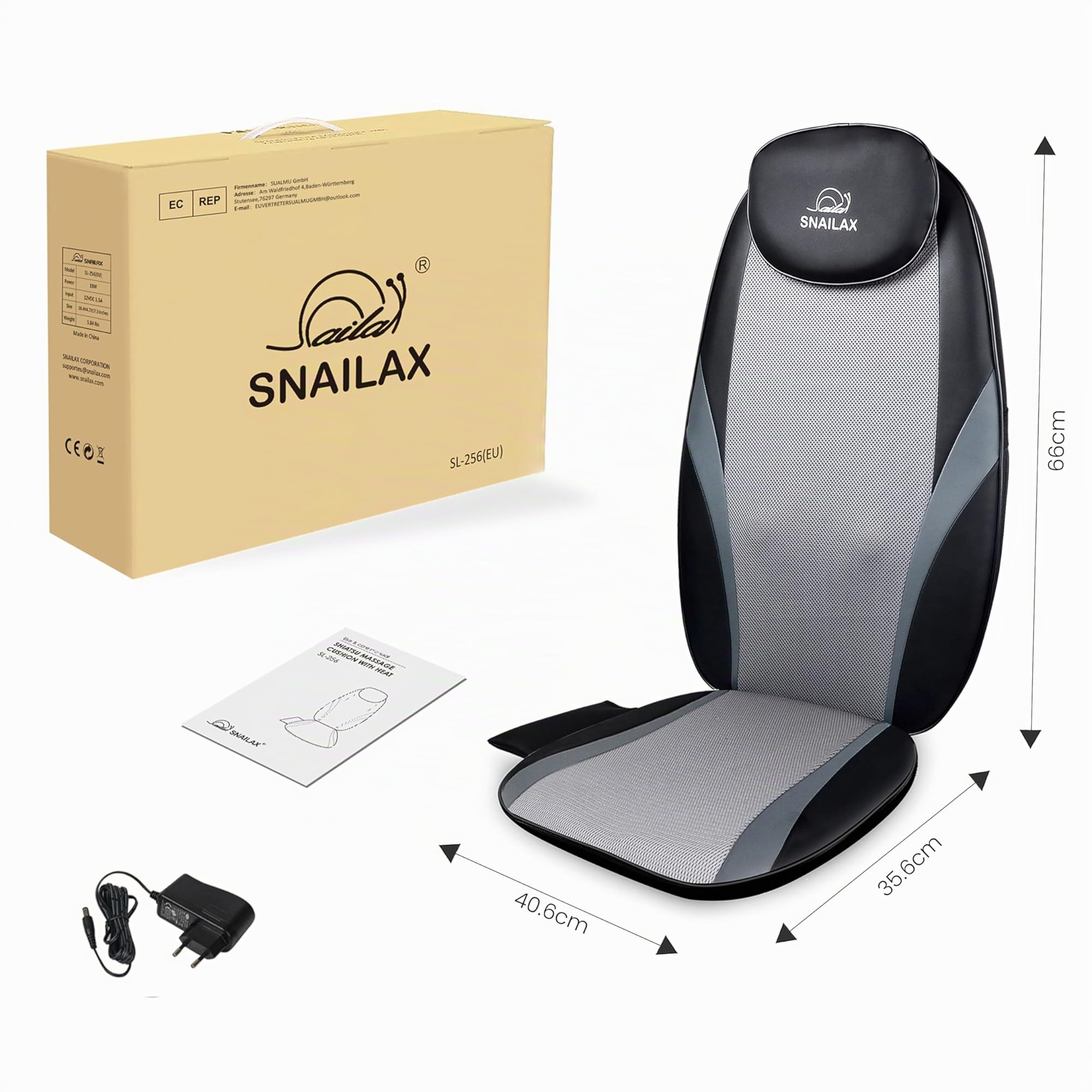 Snailax Shiatsu Coussin de massage pour le cou et les épaules, masseur de dos avec fonction chaleur et vibration, fauteuil de massage, cadeau pour homme et femme