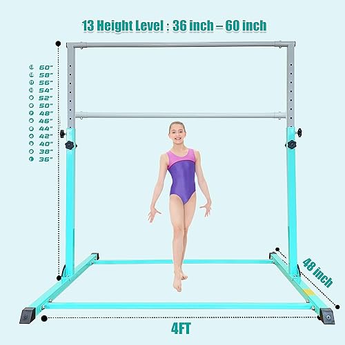 Miniatura 5 de Barra de gimnasia plegable de 5 pies y 6 pies para niños y adolescentes, barra horizontal de entrenamiento de gimnasia para uso en casa y club