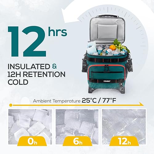 Miniatura 5 de TOURIT Hielera plegable con aislamiento a prueba de fugas para 48 latas con carrito todo terreno, accesorios mejorados y ruedas nuevas adecuadas