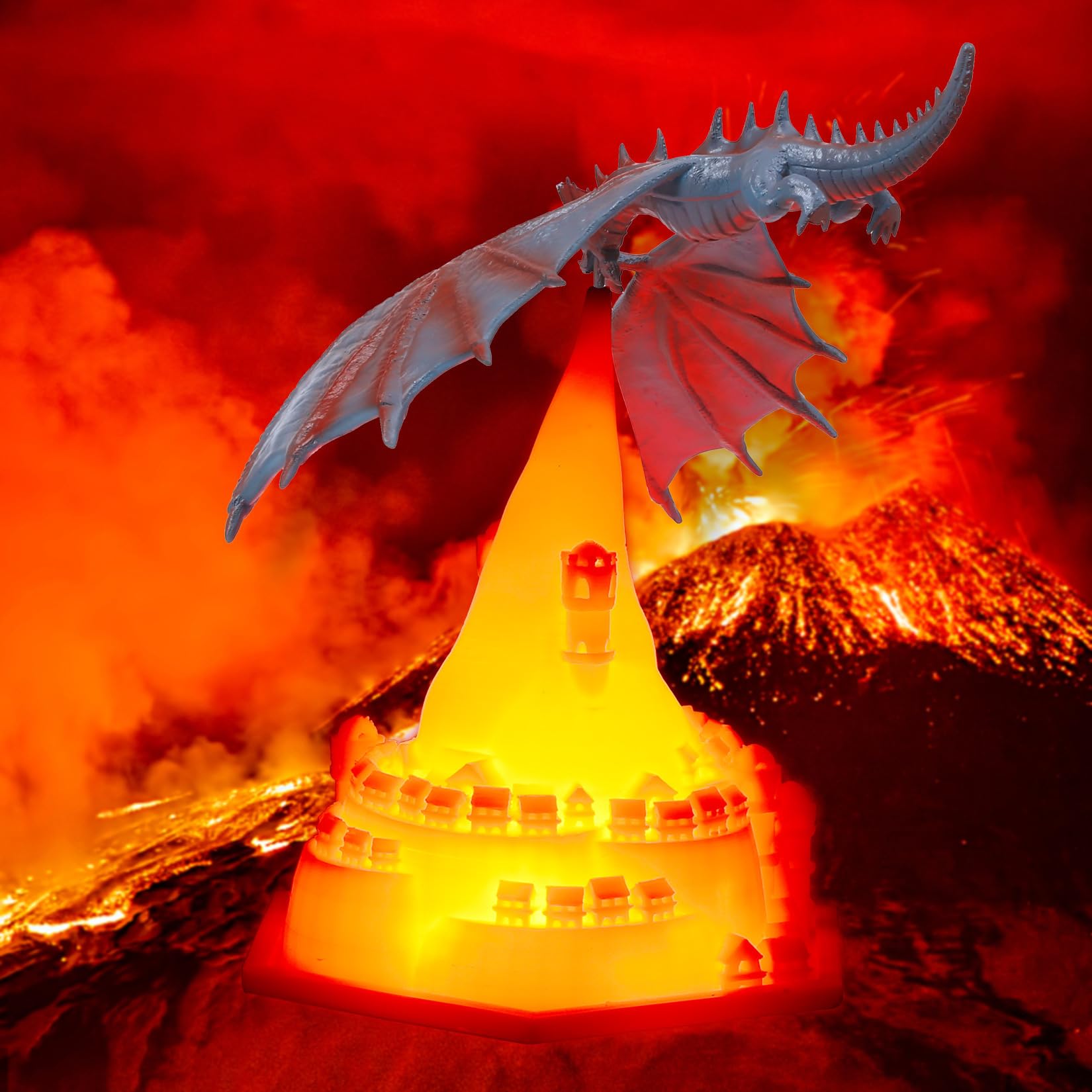 Ulalaza Fire Dragon lamp ice Dragon lamp 3D Printing Night lamp Moon lamp with USB Gift Suitable for Decorating Bedroom
