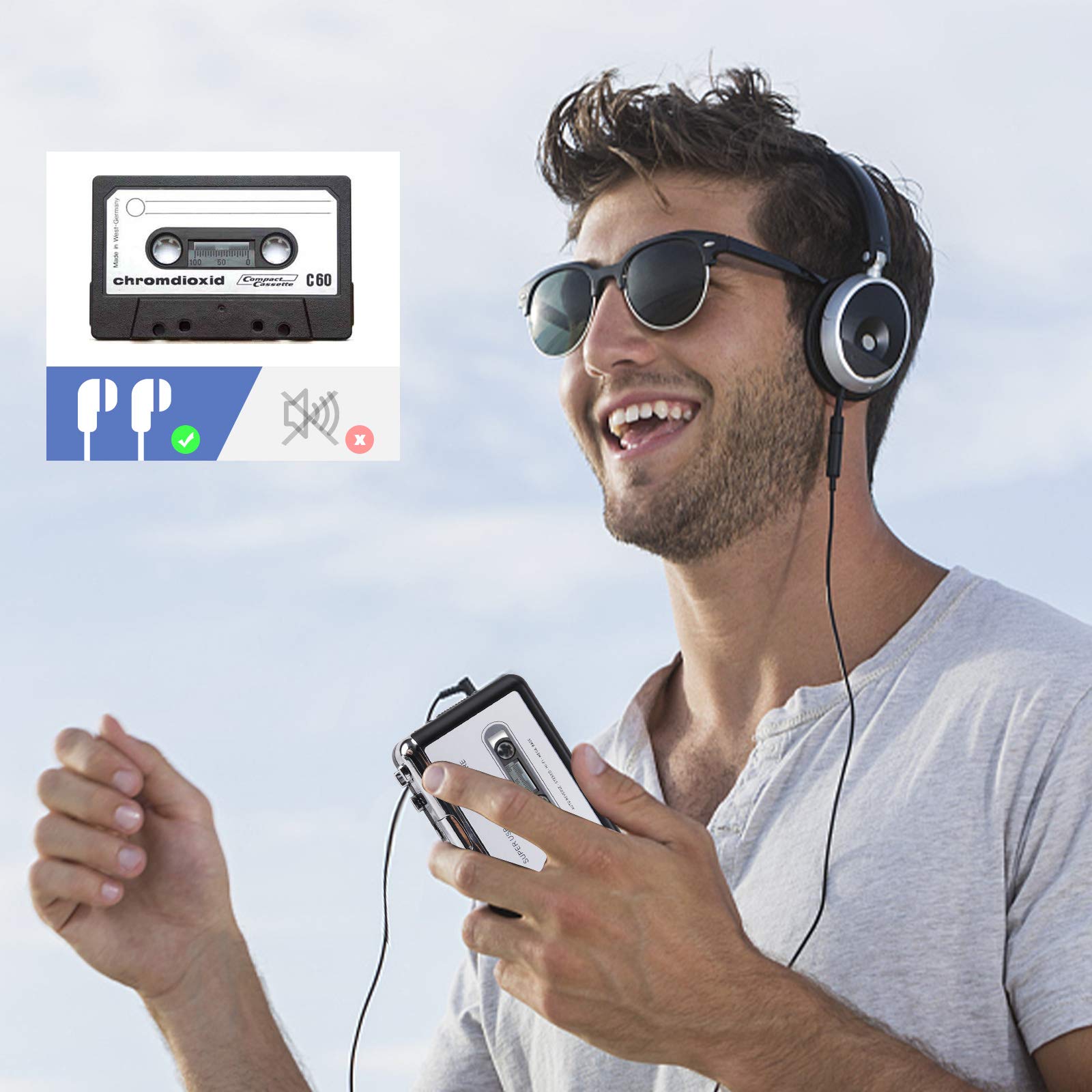 Buy Reshow Cassette Player Portable Tape Player Captures MP3 Audio