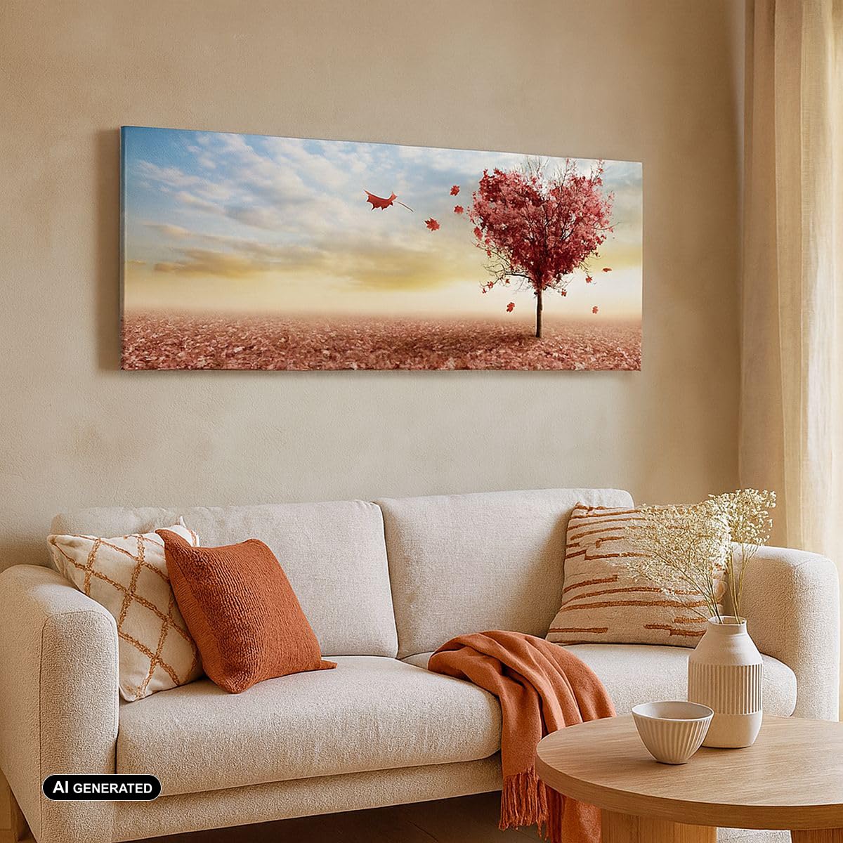 Cuadro sobre Lienzo 140x50cm Moderno Panorámico Paisajes Naturaleza - 2609 | Otoño Árbol Hoja Cuadro Decorativo Grande Arte mural Decoración del Hogar Salón Dormitorio Cocina Oficina Cuadros de Pared