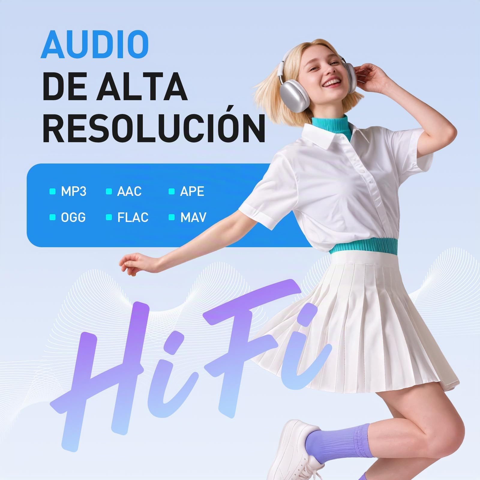 AGPTEK 96GB Reproductor MP4 Android 14, 4" MP3 WiFi Bluetooth Spotify Azul | Reproductor de Música MP3 Player con Spotify, Audible, App Store, Amazon Music, hasta 1 TB