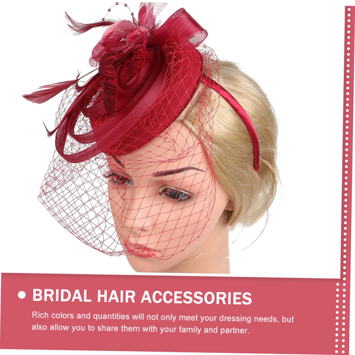 POPETPOP 4pezzi Fascinator Cerchietto Elegante con Fiori e Rete per Cerimonie Tea Party e Matrimoni Accessorio per Donne