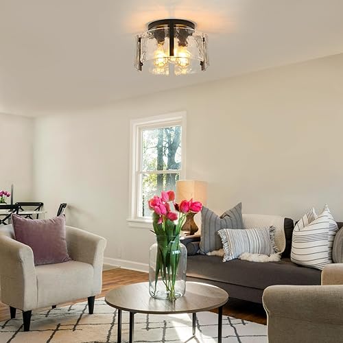 Miniatura 2 de Lámpara de techo semiempotrada negra, 3 luces modernas para pasillo, lámparas de techo, accesorios de iluminación de cocina, lámparas de techo para