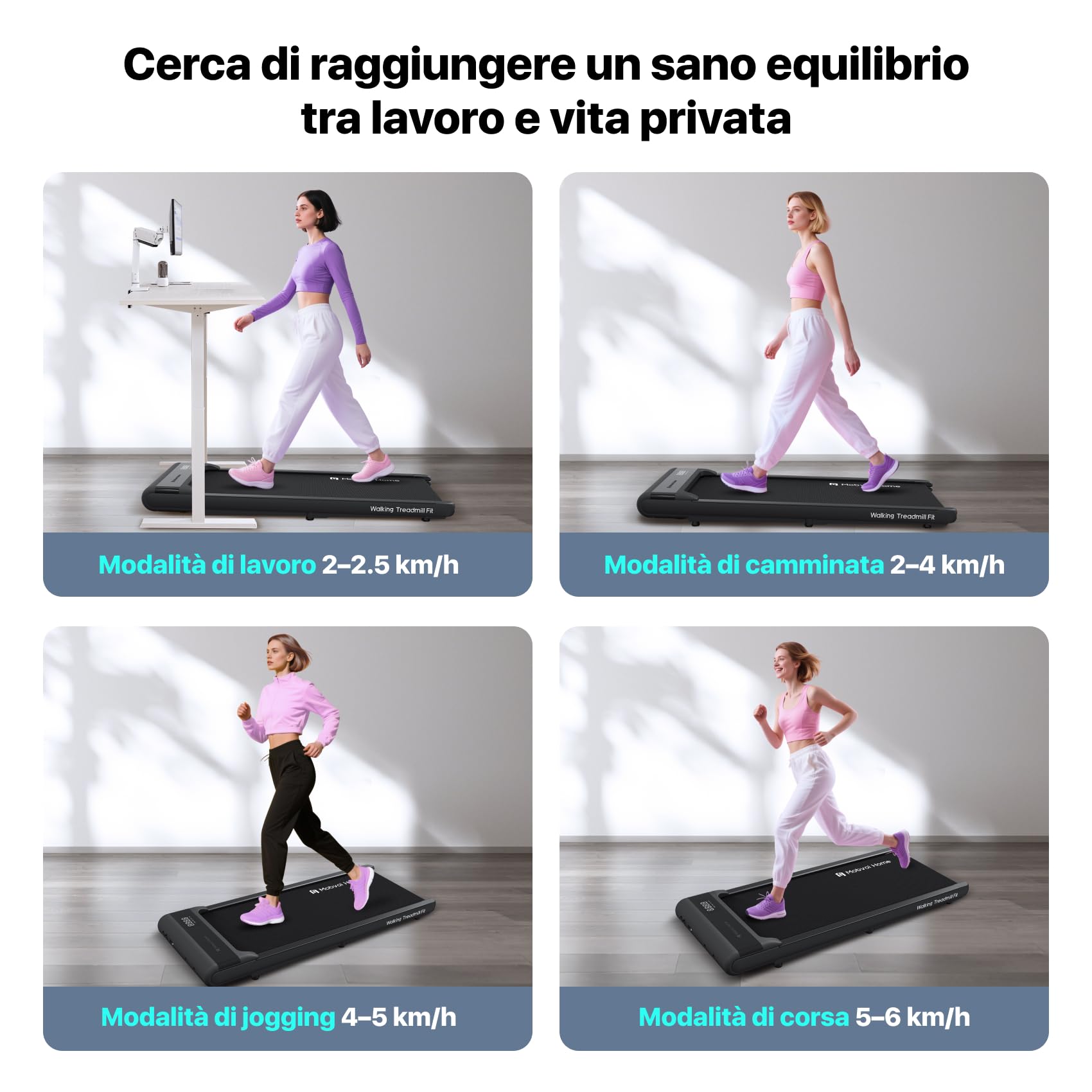 Mobvoi Walking Pad Tapis Roulant Intelligenza AI sotto la scrivania Portatile 2 in 1 per casa e ufficio Camminata Jogging Macchina da corsa, APP TicSports, telecomando Facile da riporre 6 km/h 120 kg