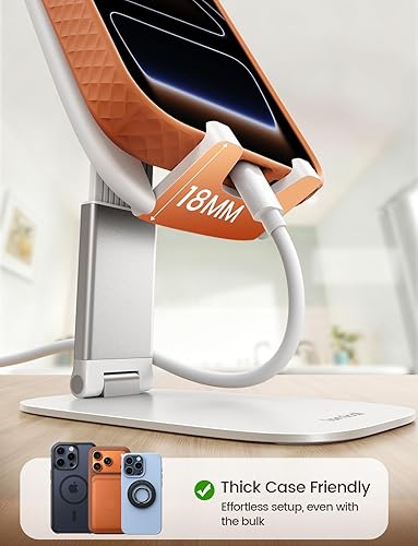 Miniatura 3 de Lamicall Soporte ultrafino para teléfono celular, soporte blanco para teléfono celular, regalos de cumpleaños para padres, adolescentes, niñas,