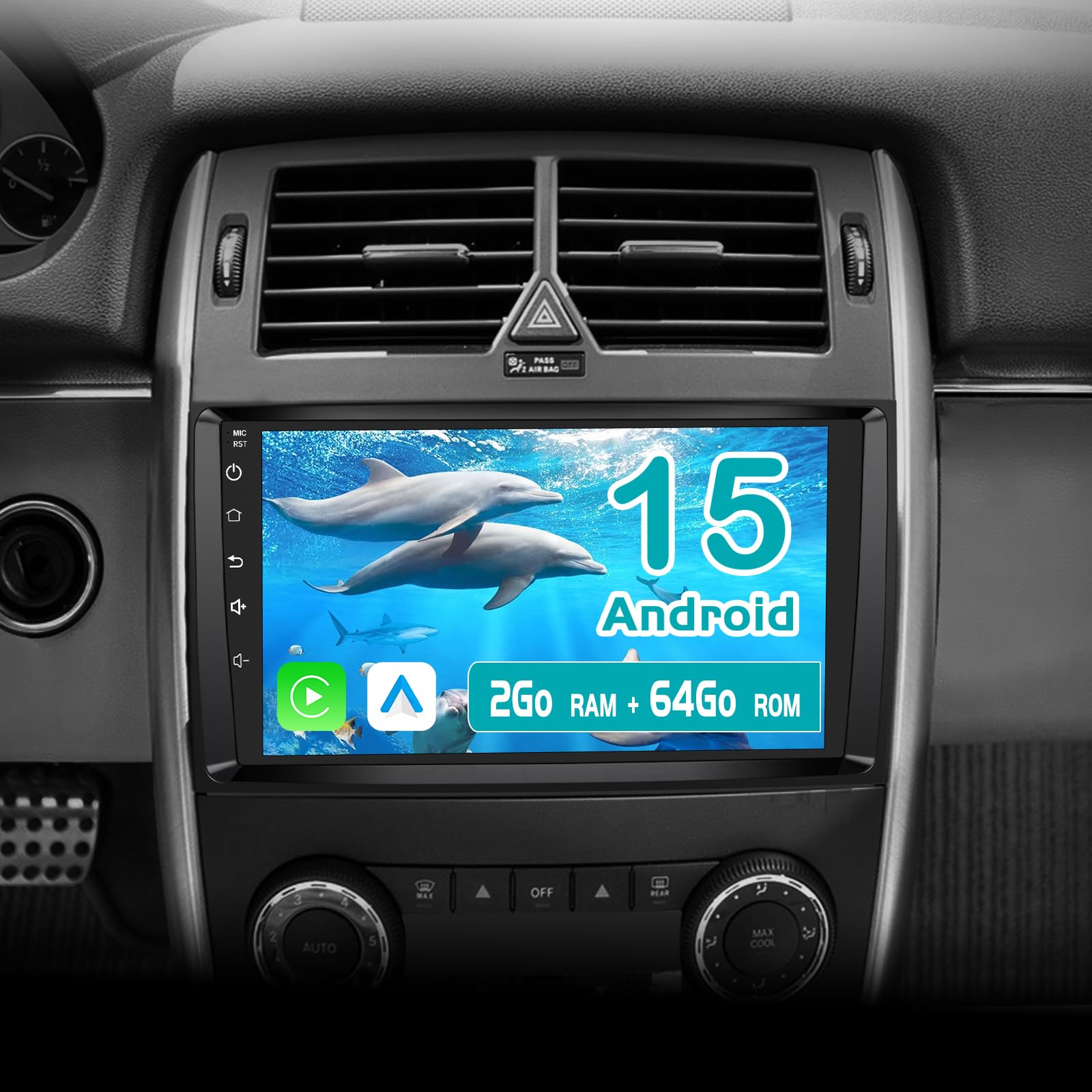 AWESAFE Autoradio Android 15 pour Mercedes Benz B200 Classe B W169 W245 W639 Vito Viano W906 [2Go+64Go] avec Carplay Android Auto 9 Pouces GPS WiFi USB FM Bluetooth Commande au Volant