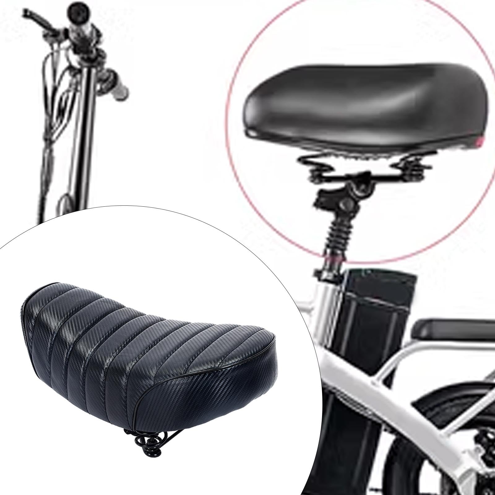 Vaveren Wide Bike Seat Cushion Bicycle Saddle with Spring Bike Soft Padded Supplies for Cycling Men Cruiser Bike Mountain Bike Adults, Black