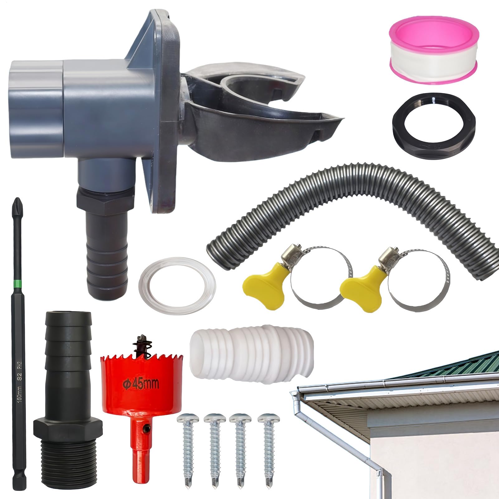 Rainwater Collector Downpipe – wydajna dystrybutor wody, szczelna konstrukcja z łatwą instalacją i regulowanymi częściami do użytku na zewnątrz, do ogrodu, na patio, do domu, zbierania wody i
