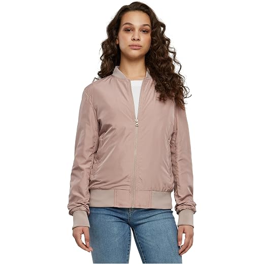 URBAN CLASSICS Women's Bomber Jacket with Pockets, Autumn and Spring Mid-season Jacket, Old School Padded Jacket