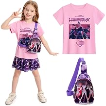 K Pop Tshirt, Girls Tshirt with Crossbody/Handbag/Tutu Dancing Set, Short Sleeve Girls' T-Shirts, K Pop Merch Clothes, Gifts for Girls Kids 5-12 Years