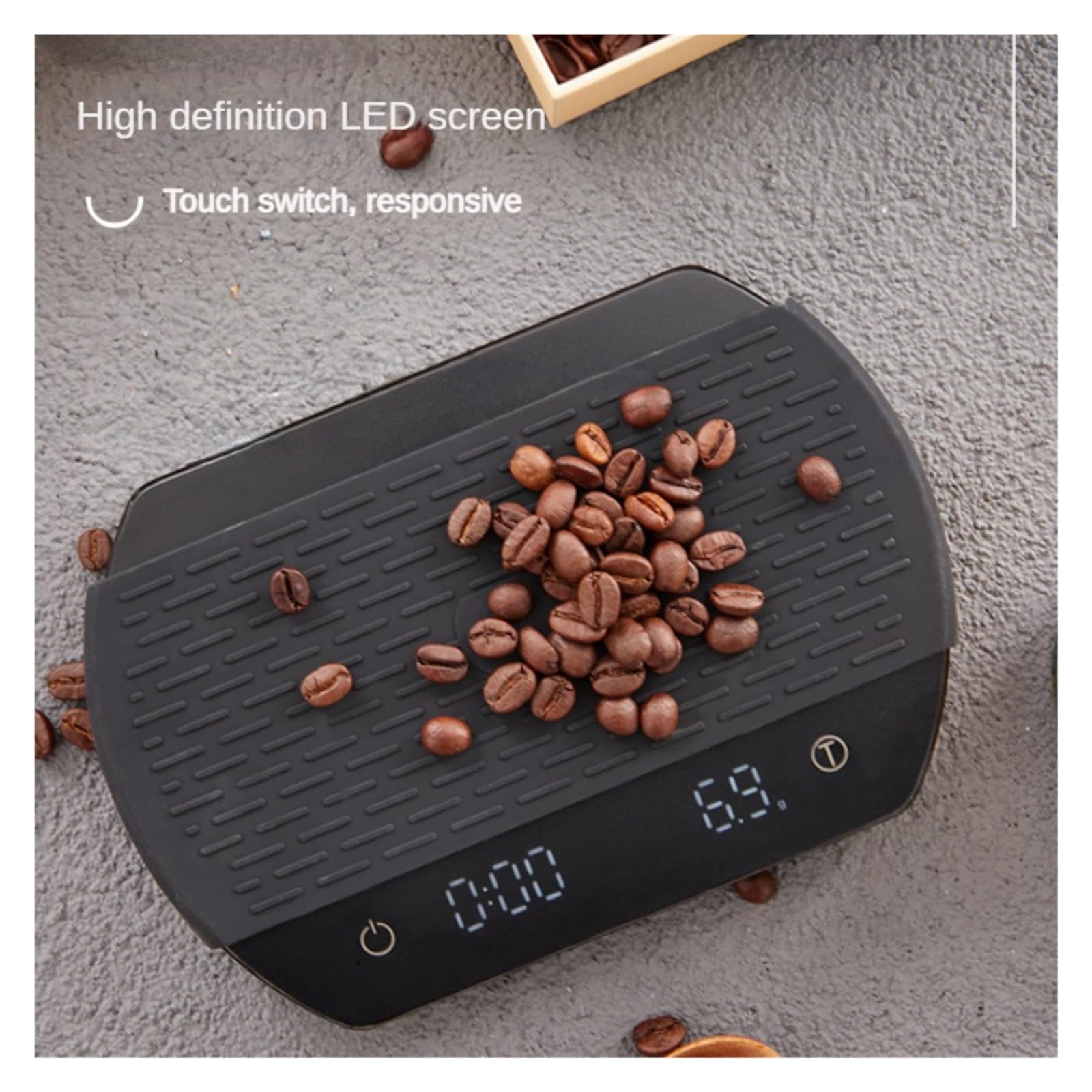 Báscula De Café Con Sincronización Manual, Electrónica, Cocina For El Hogar, Bolsillo Precisión 3KG/0,1g, Espejo Negro Medición Precisa Esfuerzo