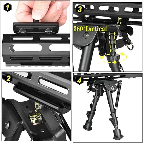 Miniatura 5 de 360 Tacitcal MLok Bipod Mount Aluminio Perfil bajo Harris - Estilo Stud bipod Adaptador Negro