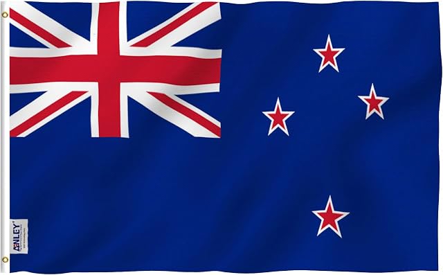 Anley Fly Breeze 3x5 Foot New Zealand Flag - Vivid Color and UV Fade Resistant - Canvas Header and Double Stitched - New Zealander Kiwi National Flags Polyester with Brass Grommets 3 X 5 Ft