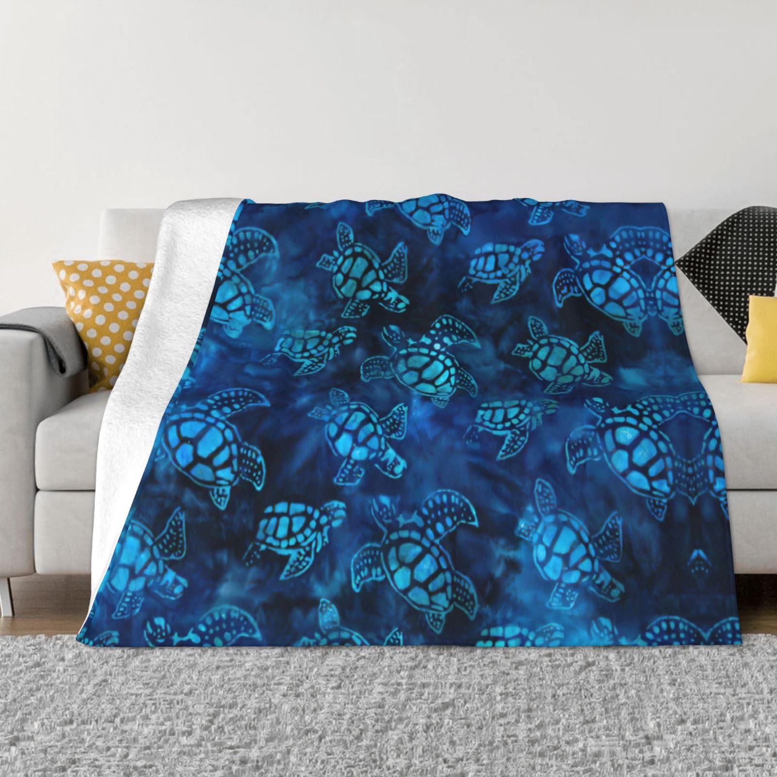 Couverture en flanelle douce tortue de mer pour stopper le froid en voyage et lit