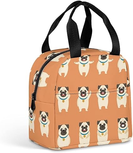 Amazon ランチバッグ かわいい 萌え パグ 犬 お弁当袋 ランチ巾着 弁当バッグ トートバック 手提げ 保温 保冷バッグ ピクニックバッグ お弁当入れ クーラーボックス 軽量 断熱 食品収納 弁当袋 大容量 持ち運びに便利 メンズ レディース 仕事 学校 屋外 ピクニック