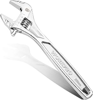 WORKPRO Adjustable Wrench, 8-inch Heavy Duty Spanner with Inch/Metric Scale, Premium Cr-V Steel, Chrome Plated