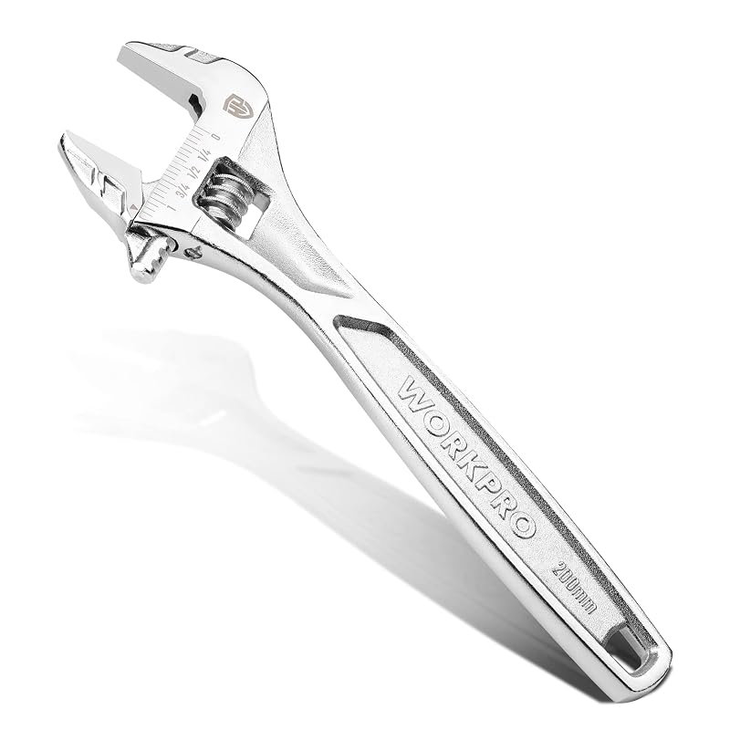Chave Ajustável WORKPRO de 20,3 cm em Aço Cromo-Vanádio com Escalas SAE e Métrica, Modelo W072062A