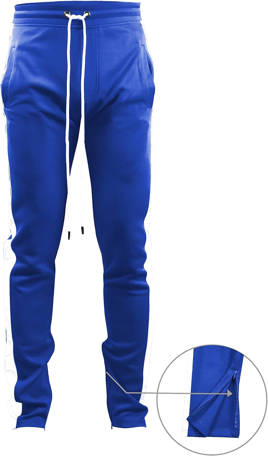 SCREENSHOT Men's Premium Fitness Warm-up Slim Fit Classic Track Pants Winter S41707-Royal-Medium - Image 5