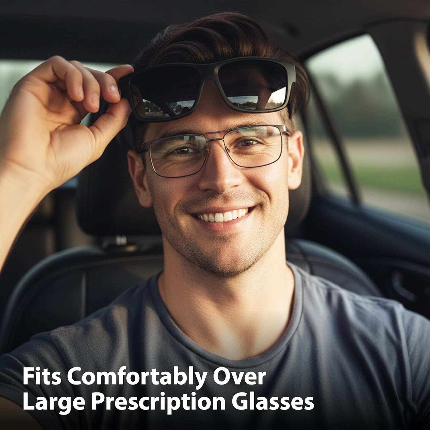 BLUE CUT Fit Over Polarized Sunglasses Driving Clip-on Over Glasses, Solar Shield Sunglasses Over Prescription Glasses - Image 5