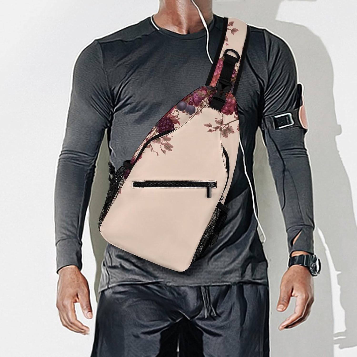 Berry Combination Print Sling Crossbody Bag Lightweight Chest Shoulder Backpack for Outdoor Sports