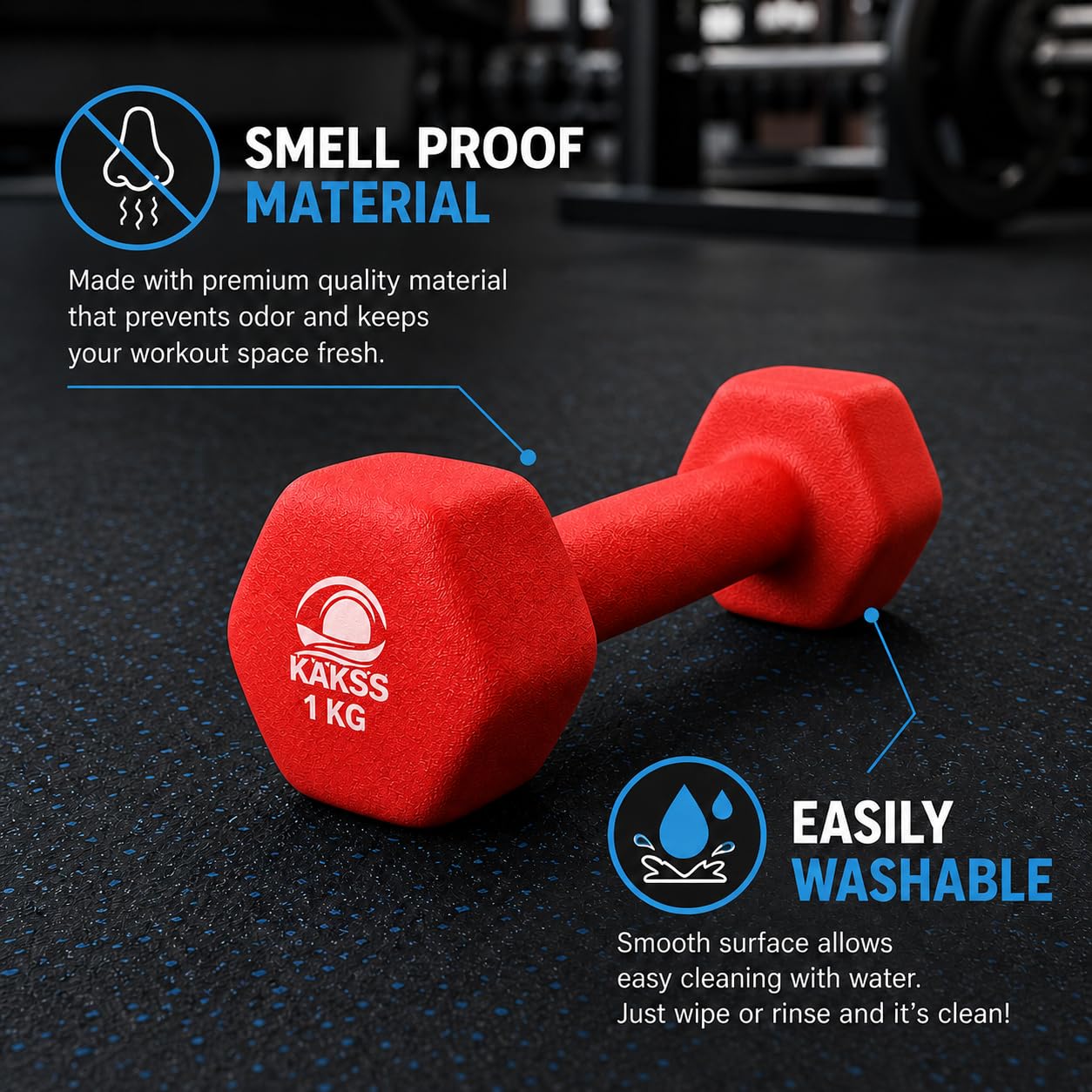 Kakss 6kg Neoprene Dumbbell Set with Stand -4