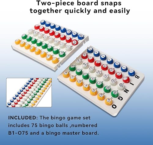 Miniatura 21 de GSE Games & Sports Expert Bolas de bingo de 7/8 pulgadas, bolas de repuesto multicolor con ventana de fácil lectura para fiestas, rifas de premios