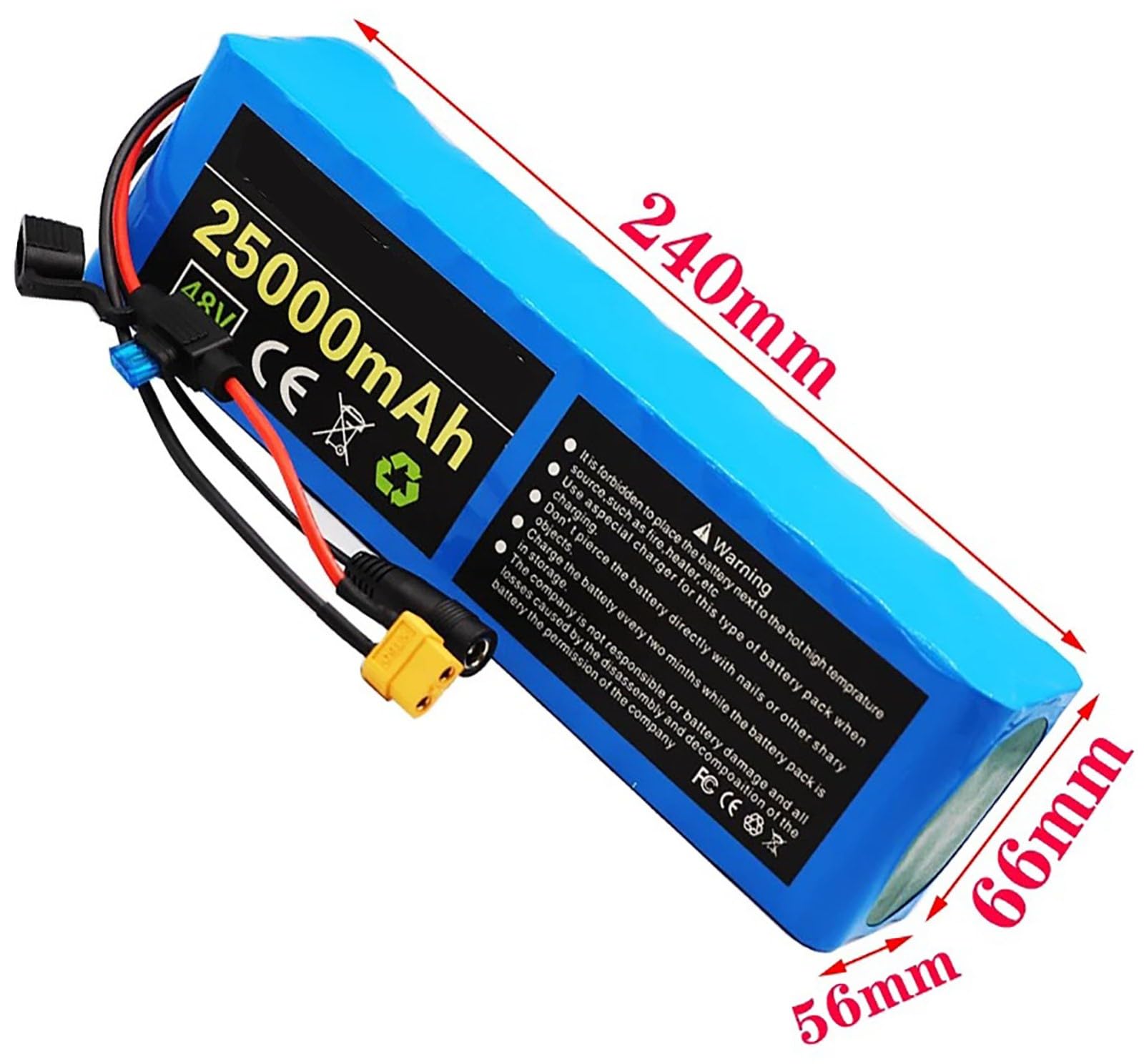 48V 25Ah Elektrofahrrad Batterie Wasserdichter PVC-Akku 48V 13S3P E-Bike Akku Eingebauter BMS Mit Ladegerät Für 200W 350W 500W 800W 1000W Motor