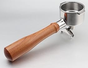 51mm Portafilter with Double Spout 2 Ears Compatible with Delonghi ECP3420/ ECP3630/ ECP3120/ EC260/ ECP35.31, Espresso Portafilter 51mm with Double Shot Capacity Cup Filter Basket and Wooden Handle