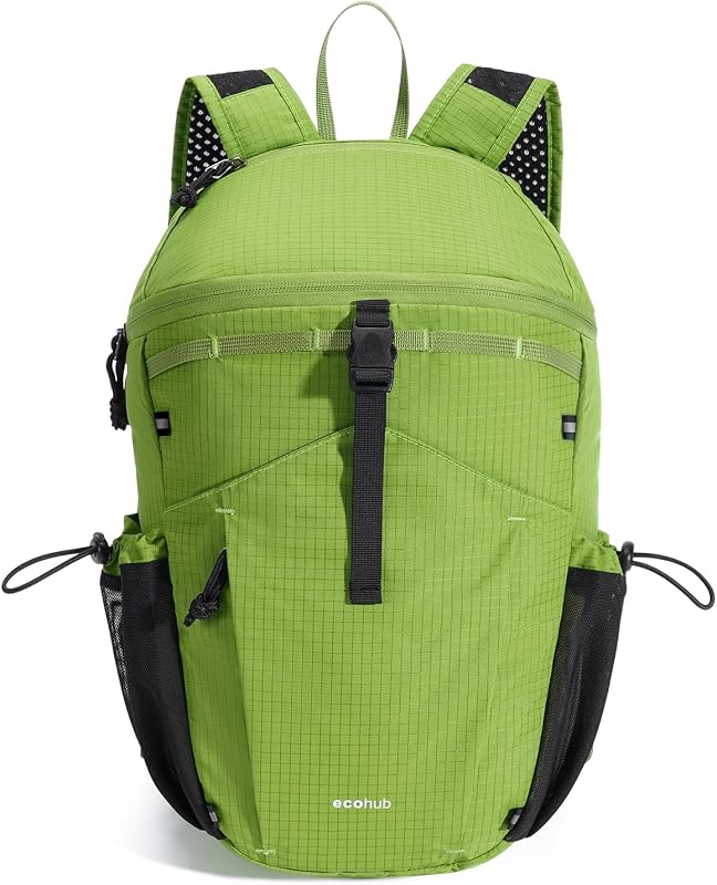 ECOHUB Mochila plegable ultraligera de 15 litros, mochila informal para uso diario, senderismo y viajes pequeños, mochila plegable, nailon resistente al agua, diseño reflectante