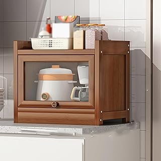 [YXSNG] 食器棚 ハイタイプ 40*33*70 3段 扉付 大容量 食器収納 大容量収納 アクリル扉 キッチン スリム 一人暮らし キッチンキャビネット 竹製 おしゃれ 5段 4段 6段 ナチュラル イエロー 収納 透明フラップドア 防塵防湿