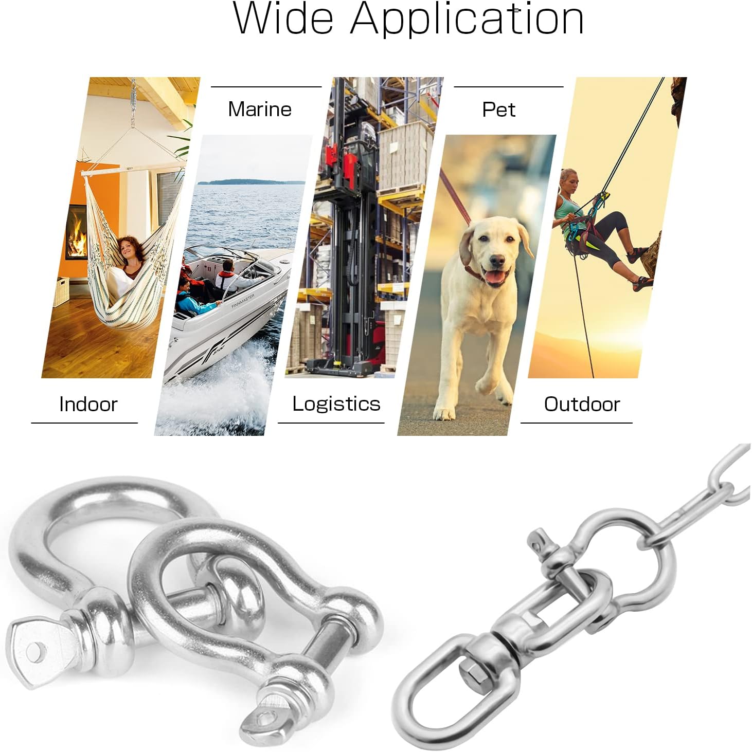 Heavy Duty Chain Shackle Stainless Lifting Load Pin Shackle Anchor Bow Marine Ring Shackles Steel Screw Outdoor