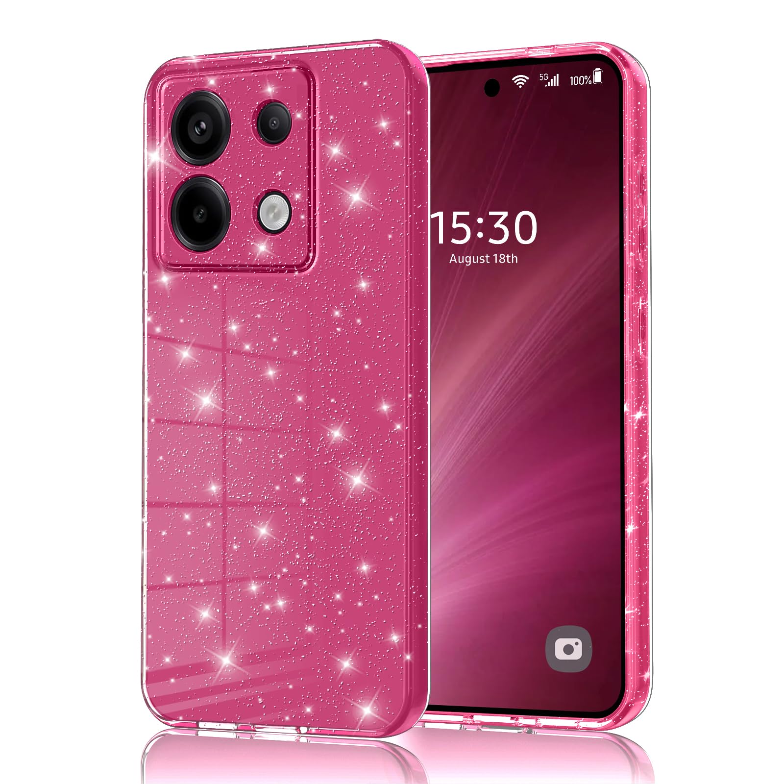 Cover con brillantini in silicone trasparenteper iPhone 15 Pro MAX Viola