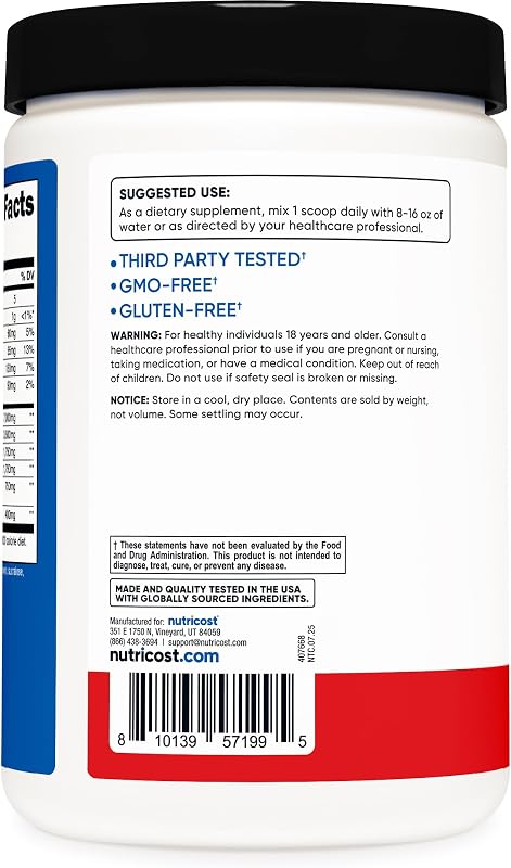 Nutricost BCAA + Hydration Powder (Fruit Punch) 30 Servings | Branched Chain Amino Acids with Hydration Complex, Gluten-Free, GMO-Free image 4
