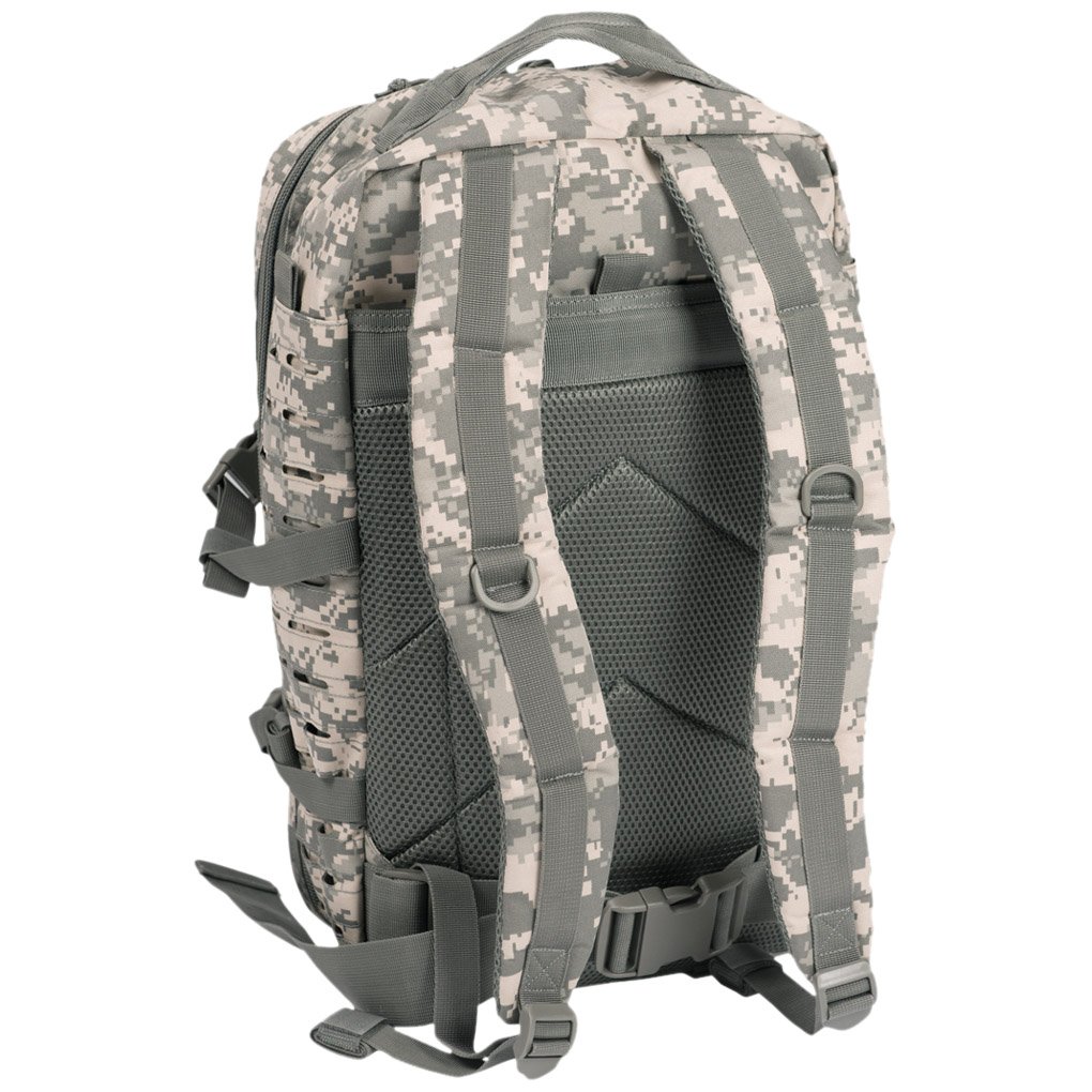 Mil-Tec Unisex Laser Cut Assault Pack - Durable Lightweight Versatile Tactical Outdoor Camping Hiking Backpack with Adjustable Padded Shoulder Straps & Laser-Cut-Loop-System, ACU Camo, 36L