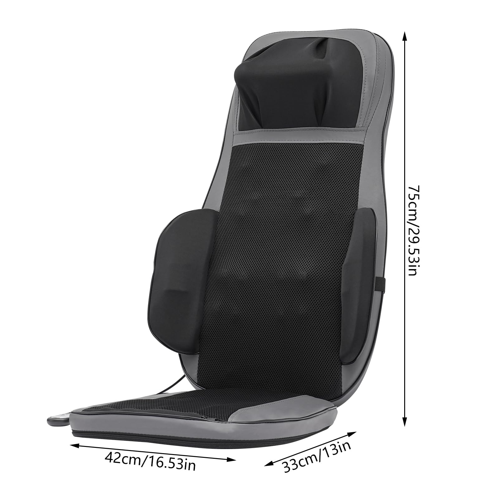Alfombrilla de masaje para todo el cuerpo, cojín de asiento de masaje de espalda, cojín de masaje, con 4 motores de vibración, compresas calientes y 3 modos de masaje