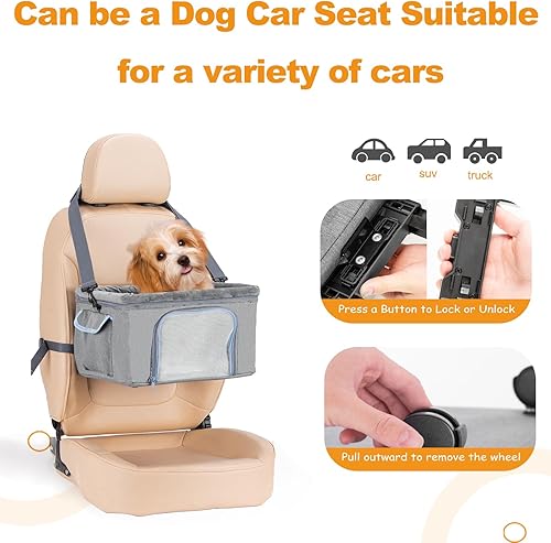Vista 14 de Transportador de mascotas para perros pequeños, gatos y gatos con ruedas de lados suaves, bolsa de viaje para gatos de hasta 15 libras, cochecitos