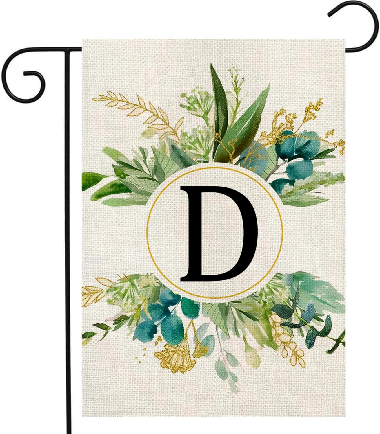 Monogram Garden Flag For Outside, Monogram Letter D Garden Flags 12x18 Double Sided Floral Spring Garden Flags Family Last Name Initial Small Burlap Flag For Yard And Garden Decor (D)