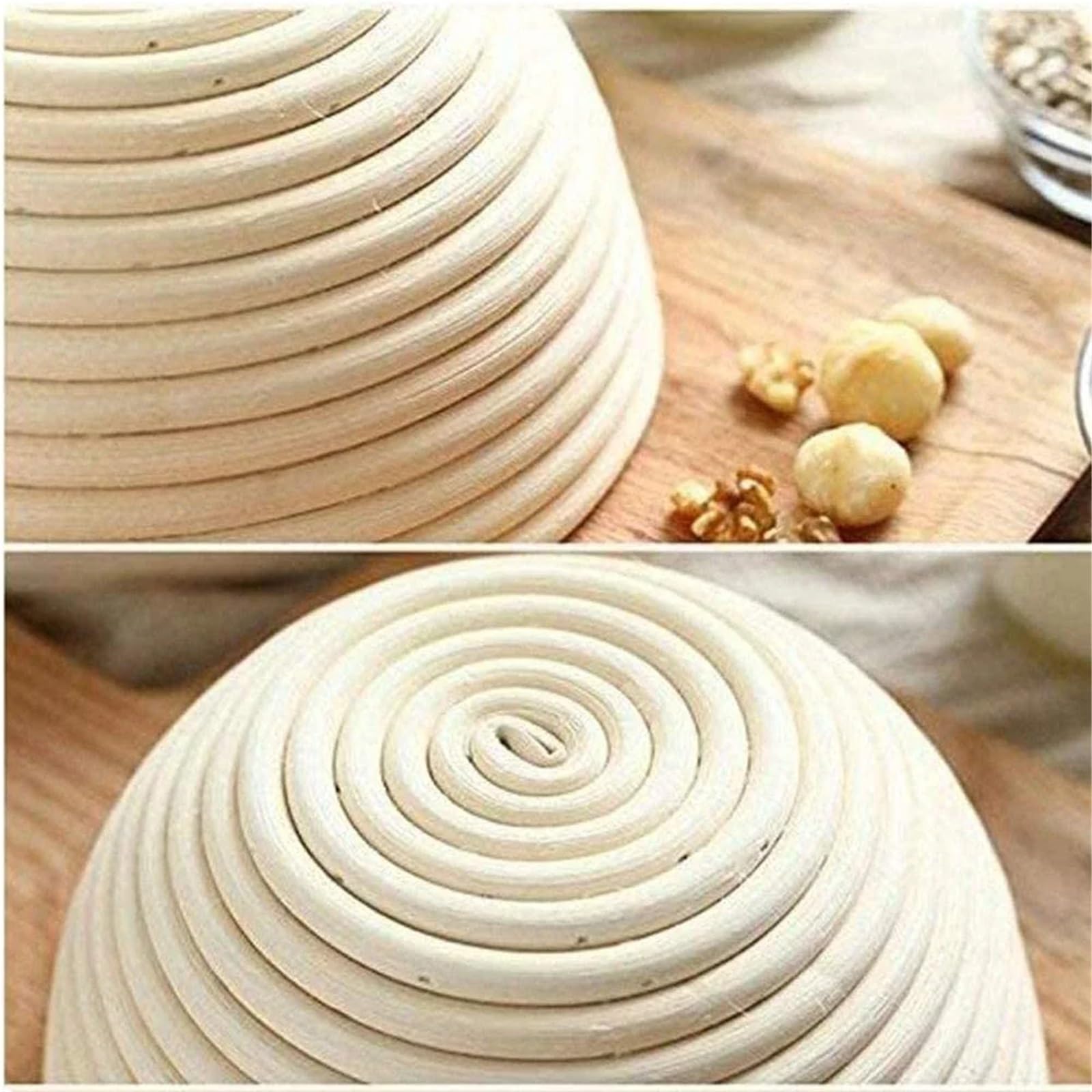 Cestas Fermentación Cesta de fermentación de mimbre Natural ovalada redonda con revestimiento, cestas de prueba de masa de mimbre for masa de pan, herramientas for hornear(Oval 21X15X8cm Cover)