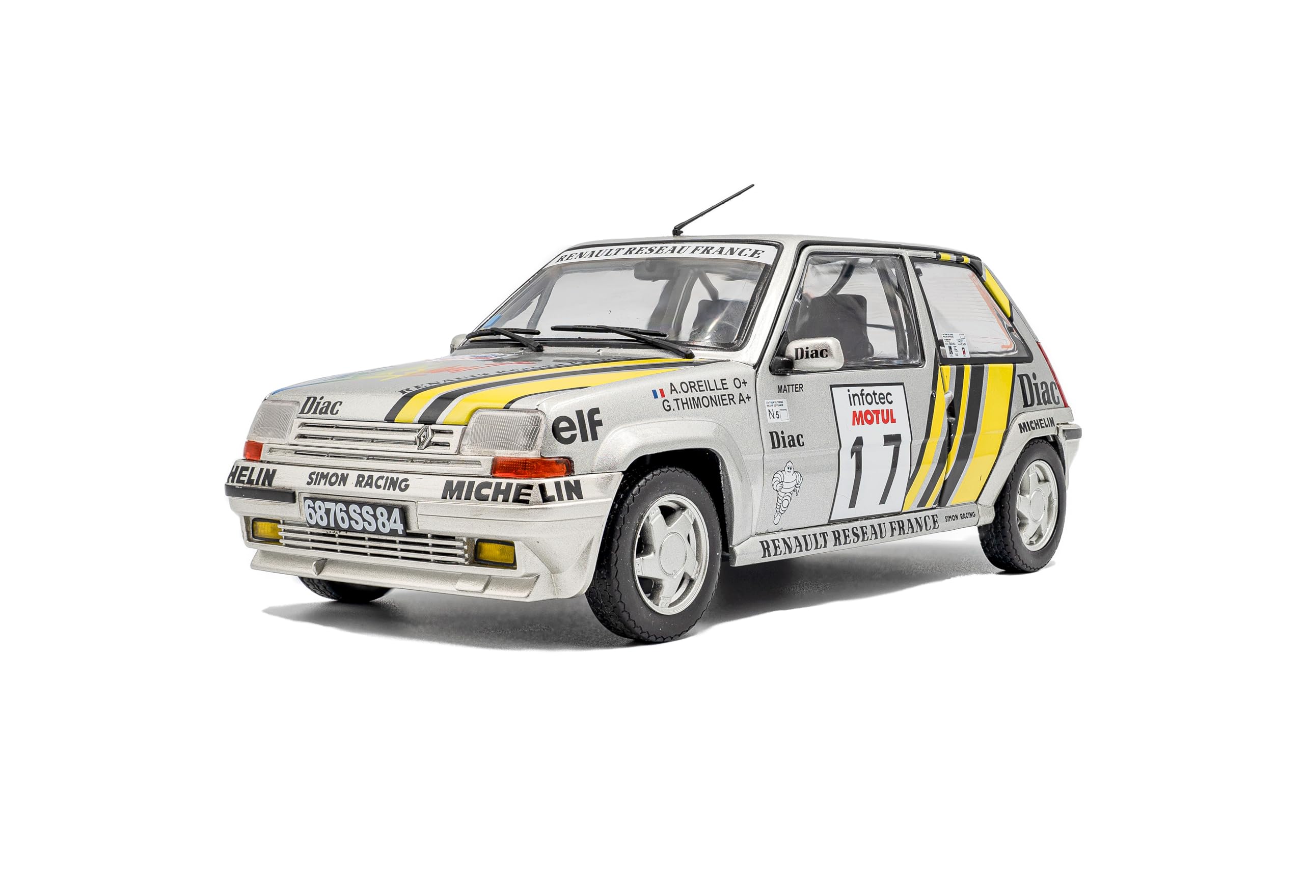 Solido Échelle 1:18 Renault 5 GT Turbo Mk2 Argent #17 A.Oreille Tour De Corse 1989 Diecast Model Car S1810005