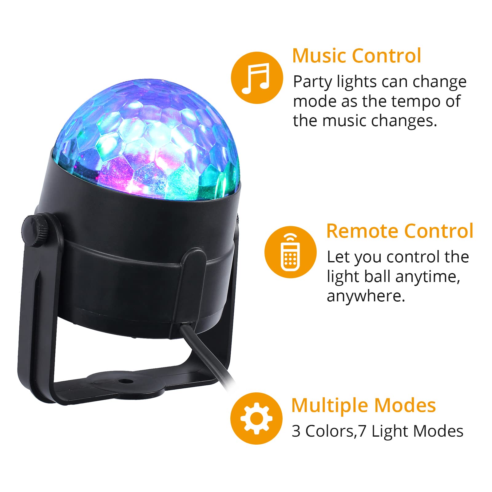 2 Boules Disco Lumineuses 360° - 7 Modes LED Avec Télécommande | USB Pour Fête