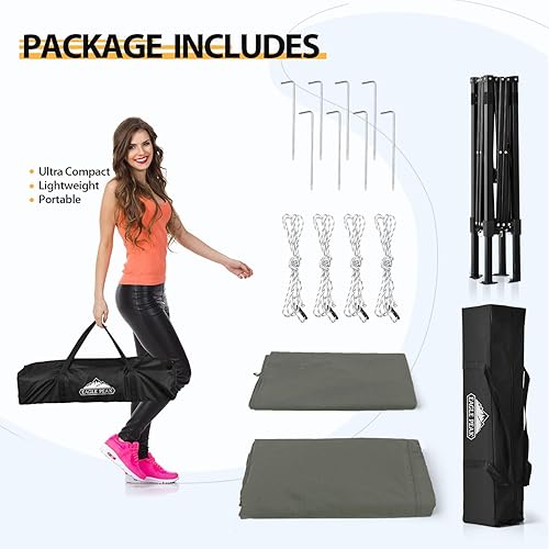 Vista 66 de EAGLE PEAK Flex - Toldo emergente ultra compacto de 4 x 4, refugio solar, vestidor, toldo portátil de privacidad tipo cabana para piscina, sesiones