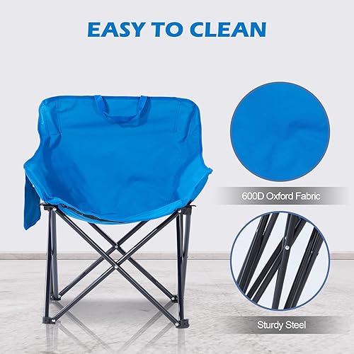 Miniatura 3 de ZONEMEL Silla de sauna portátil, silla reforzada de tela Oxford de plegado rápido, con bolsillos y bolsa de transporte, adecuada para sauna, pesca y