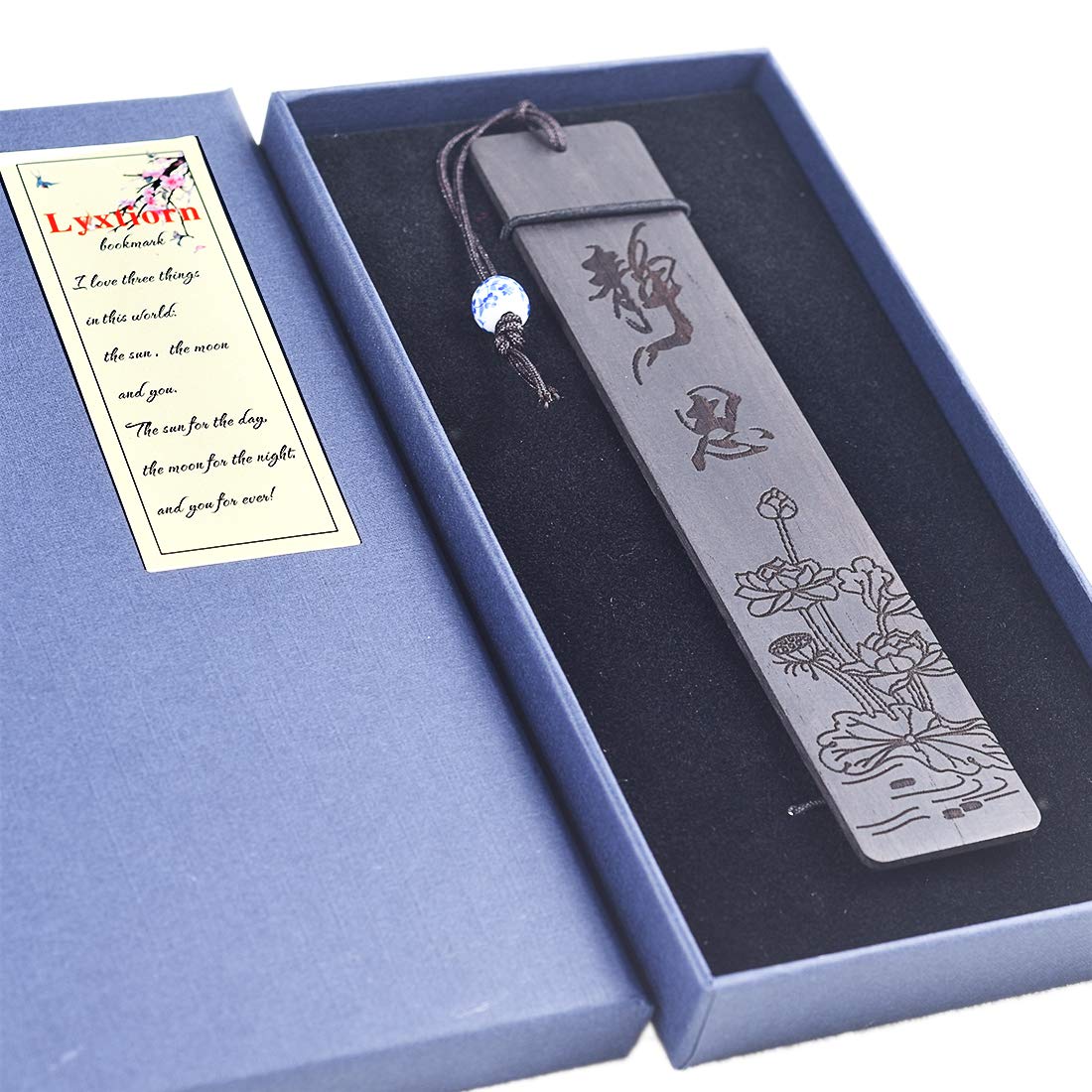 Marcador de madera natural con borla de cuentas, marcador de página de madera personalizado para amantes de los libros, regalo de Navidad, palabras inspiradoras