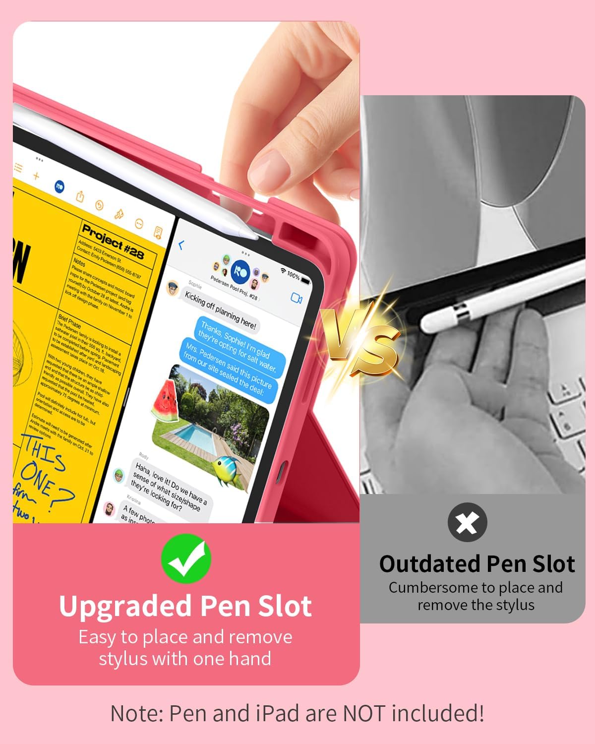 Case with Keyboard for iPad (A16) 11th / 10th Generation 11 inch 2025/10.9 inch 2022, 7 Colors Backlit Detachable Keyboard, Stand Folio Keyboard Cover with Pencil Holder, Pink - Image 8