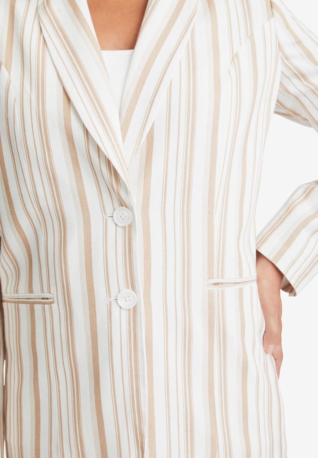 Jessica London Women's Plus Size Casual Long Sleeve Linen Blazer Jacket with Pockets