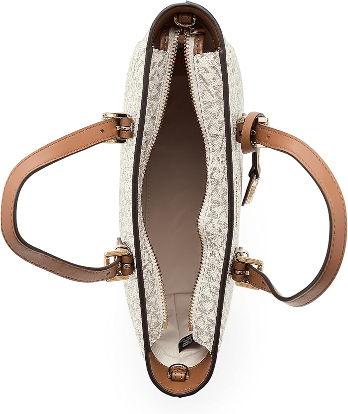 Женская сумка Michael Kors Quinn Small East West Tote Crossbody, цвет: Бежевый — фото 5