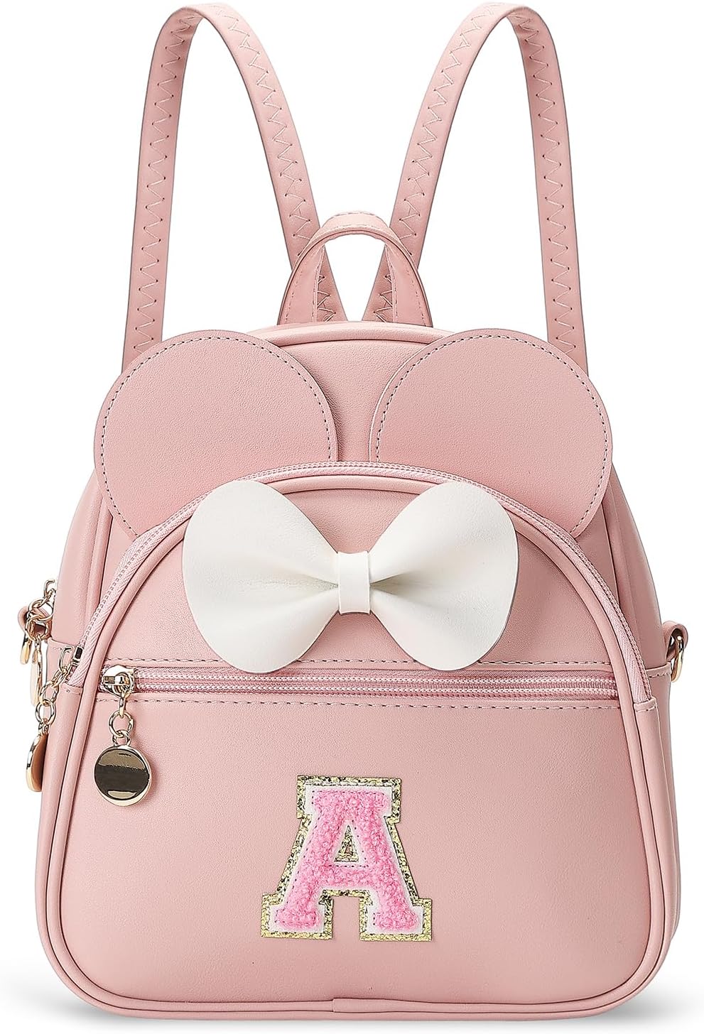Valentines Day Birthday Gift for 2 3 4 5 6 7 8 9 10 Year old Girls Personalized Initial Toddler Mini Backpack Purse for Kids-Pink-A