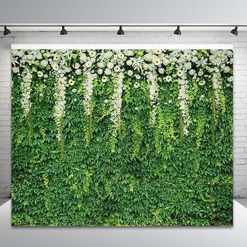 Miniatura 9 de Caaerttply Telón de fondo de hojas verdes verdes para fotografía, telón de fondo de pared de hierba de primavera, 10 x 8 pies, césped verde, flores